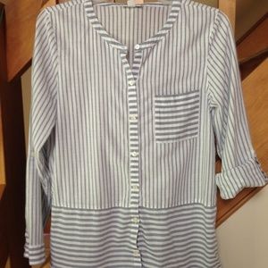 J. Jill striped cotton button-down tunic